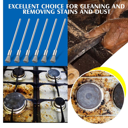 10 Pcs Wire Brush Extended Steel Cleaning Brushes, Stainless Steel Rust Paint Removal Bits for Rotary Tools