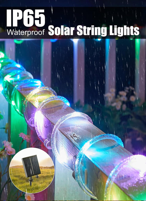 18 39FT 100 Brightown Solar String Lights Outdoor Waterproof, Colors Changing Fairy Rope Light Solar Powered