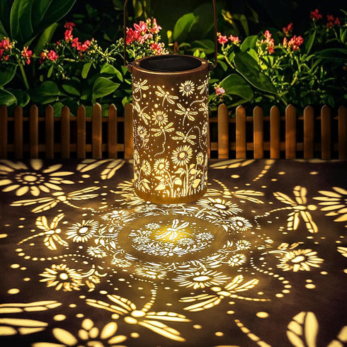 Fabuday Dragonfly Sunflower Solar Lantern Gift for Women - Outdoor Lanterns Waterproof