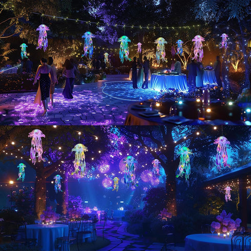 10 Jellyfish Decor - Pcs Light Up Jellyfish Lanterns, Hanging Jelly Fish Decorations for Mermaid Birthday Decorations
