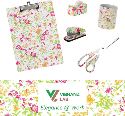 VIBRANZ-LAB Cute Tape Dispenser, Fun Desk Accessories, Floral Tape Dispenser, Cute Office Supplies for Women, Weighted