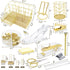 Gold Desk Organizers and Accessories, 13PS Set with Acrylic Stapler, Tape Dispenser, Pen Holder, Office Supplies