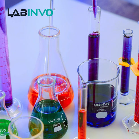 Narrow Mouth Graduated Glass Erlenmeyer Flask Set | 1pc of Vol.50 150 250 500 1000 ml, 3.3 Borosilicate Glass
