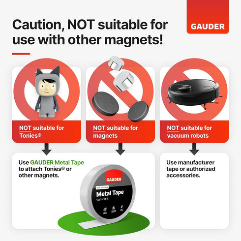 GAUDER Self-Adhesive Magnetic Tape, Strong Foam Adhesive Strips for Uneven Surfaces, High Strength Magnet Roll (10 ft x