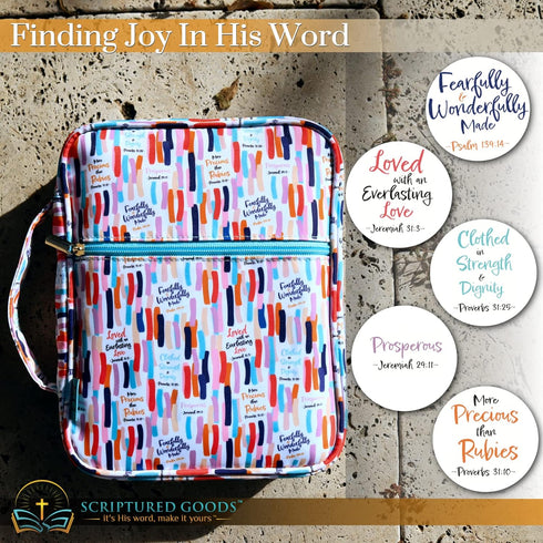 Beautiful Bible Cover with Inspiring Verses for Women and Girls, Protects Your Prayer and Study Items