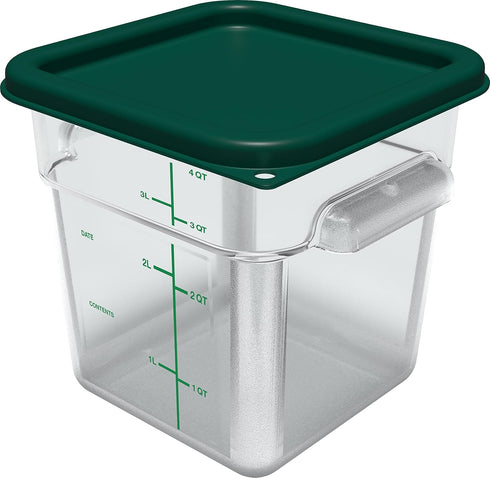 Carlisle FoodService Products Squares, Square Food Storage Container, Stackable Design for Catering, 4 Quarts, Clear
