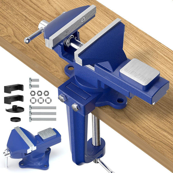 Shangyoyi 2-in-1 Bench Vise For Workbench 3.2"- Multi-functional Portable 360 Swivel Base Bench