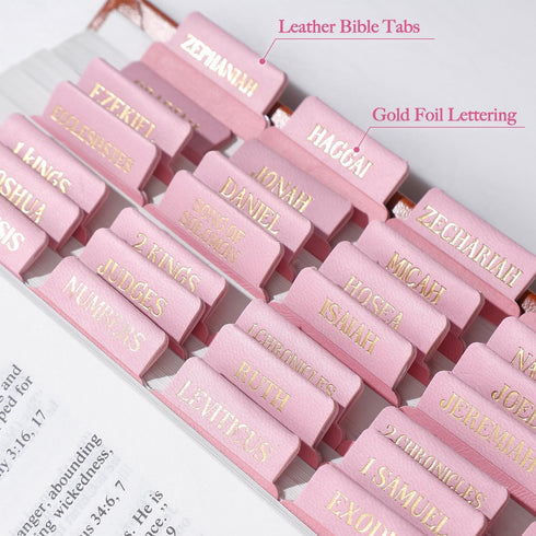 66 14 Leather Bible Tabs, Bible Tabs for Women and Men(Gold Foil Lettering) Large Print Stickers, Easy to Read