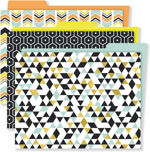 Carson Dellosa Aim High Decorative File Folders - 11.75" x 9.5", Multi-Pattern, 6-Pack for Office Organization