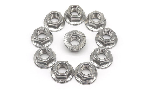 M10 x 1.5mm Flange Nuts - binifiMux Diameter 10Pcs Serrated Hex Flange Lock Nuts 304 Stainless Steel