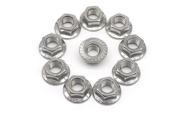 M10 x 1.5mm Flange Nuts - binifiMux Diameter 10Pcs Serrated Hex Flange Lock Nuts 304 Stainless Steel
