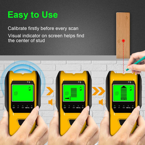 5 1 Stud Finder Wall Scanner, in Multifunction Stud Locator with Upgraded Smart Sensor, HD LCD Display and Audio Alarm