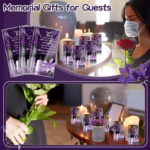 Sayglossy 120 Set Set-120 200 100 Memorial Funeral Favor for Guest Thank You Funeral Ballpoints and Prayer Cards, Opp