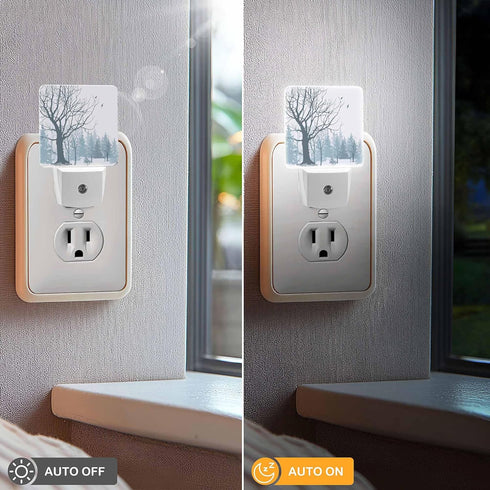 Jahiona White,0.5W LED Night Light Lamp with Smart Sensor Dusk to Dawn Sensor,Snowy Forest Night Light Daylight