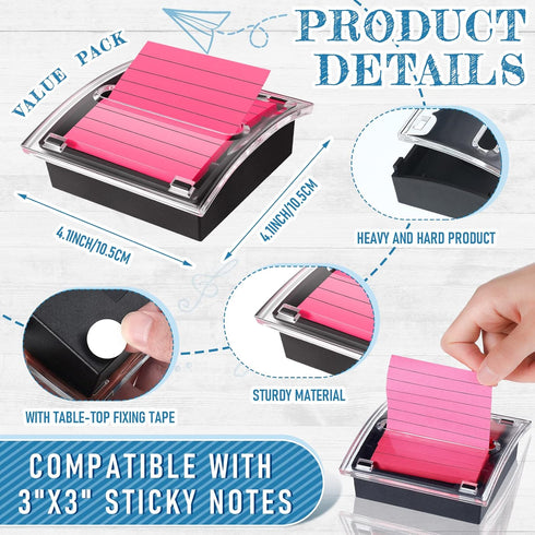Demissle 8 Pack Sticky Note Dispenser / Pop Note Dispenser Set / 3x3 Clear Top Black Base Holder with Adhesive