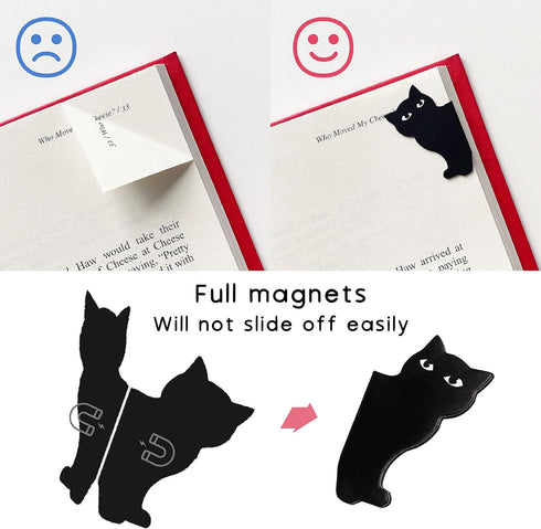 Magnetic Bookmarks - 6 Pieces Assorted Cute Book Markers Clip Set for Teachers Students Book Lovers Reading, for School Office Home Supplies, Kawaii Cat Magnet Page Markers by yasest