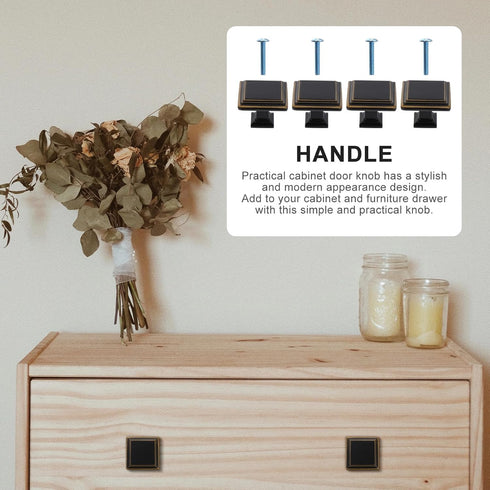 4pcs Cabilock Zinc Alloy Solid Single Hole Furniture Cabinet Drawer Handles, Black Brass Wardrobe and Bedside Table