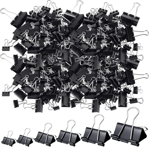 Yexiya 1000 Pcs Binder Clips Bulk, Assorted Sizes Black Paper Clips for School Teachers and Office Supplies