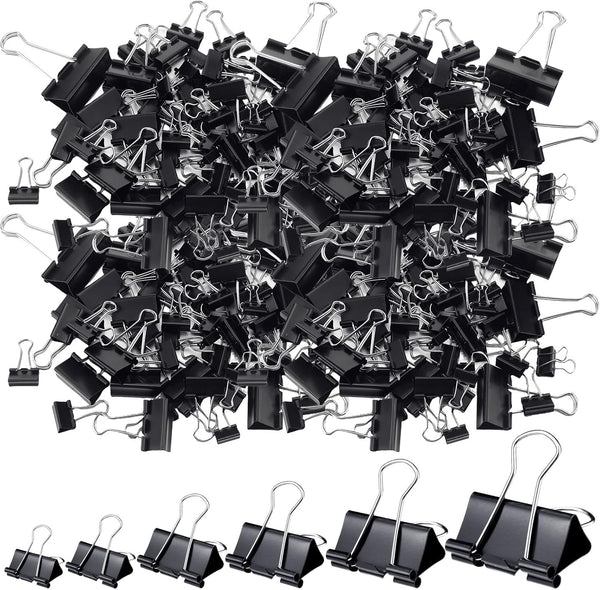 Yexiya 1000 Pcs Binder Clips Bulk, Assorted Sizes Black Paper Clips for School Teachers and Office Supplies