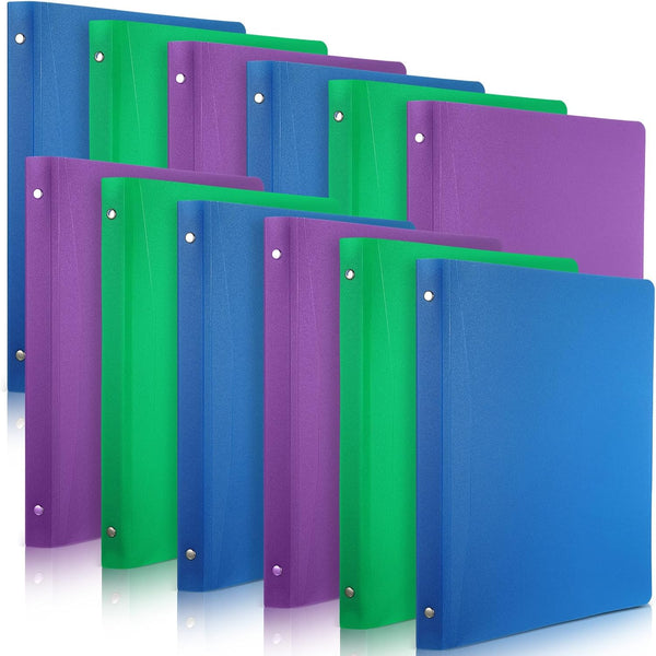 CHENGU 12 Pieces 1 Inch Binders, 3 Ring Holds 200 Sheets, Plastic Binder with Pocket for School Office Supplies (Dark