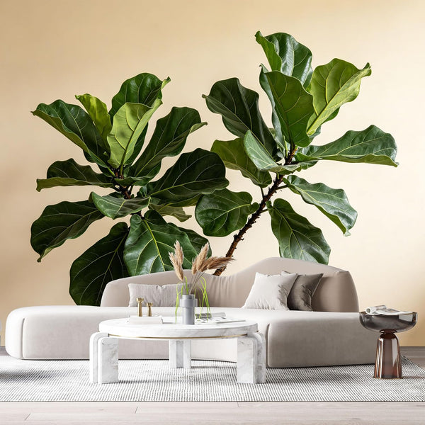 Agglomerix Custom Size Wall Murals Fiddle Leaf Fig Botanical Minimalist Green Leaves SelfAdhesive