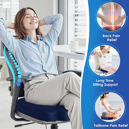 Tailbone TushGuard Seat Cushion for Office Chair Memory Foam Non-Slip Desk Seat Cushion Back, Coccyx, Sciatica, Pain