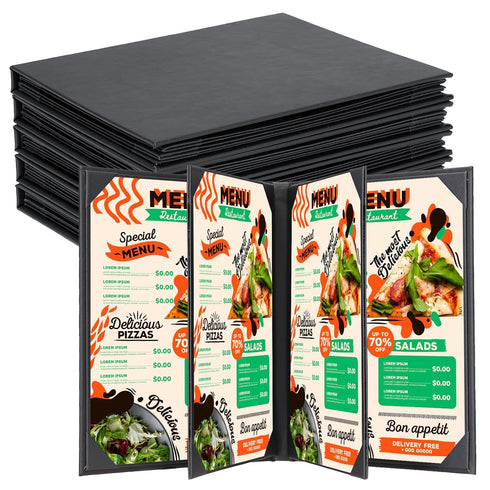 NATGAI 5 Packs Menu Covers 8.5" x 11", 6 View PU Leather