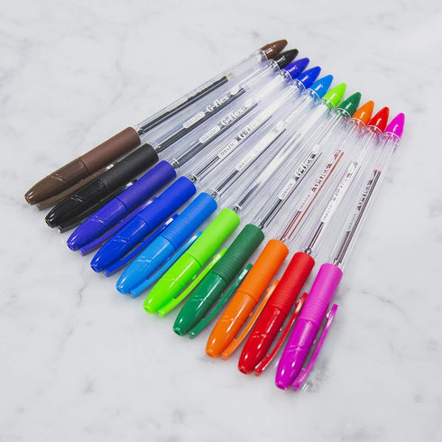 BAZIC Oil Gel Ink Pen G-Flex Assorted 10 Color - 0.7 mm Medium Point, Soft Grip, 10/Pack