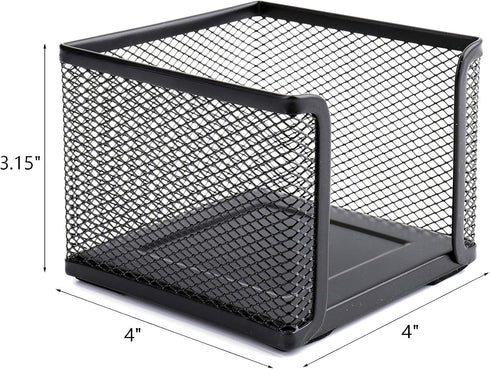 Suwimut 4 Pack Mesh Memo Holder, Black Metal Mesh Sticky Note Holder for Pen, Pencil, Paperclip, Thumbtack, Office Home School Desk Organizer, 4 x 4 Inches