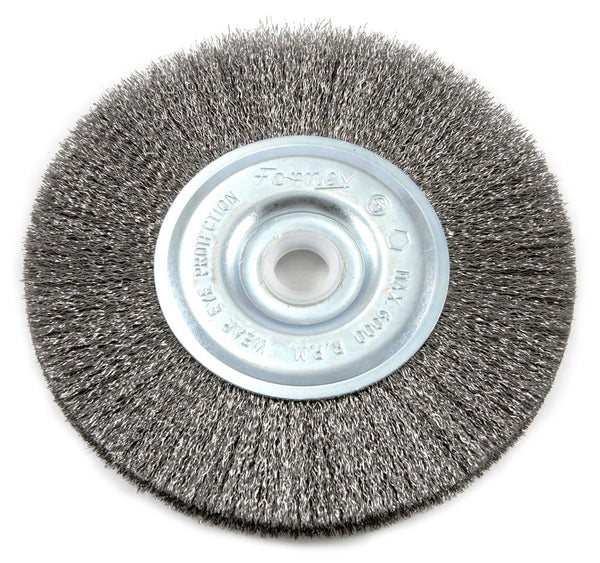 Forney 72743 Fine Crimped Wire Wheel Brush, 5-Inch with 1/2-Inch and 5/8-Inch Arbor