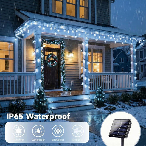L LAMPOP 39FT 100 8 Twinkle Solar Star String Lights Outdoor Waterproof Fairy Lights LED with Lighting Modes