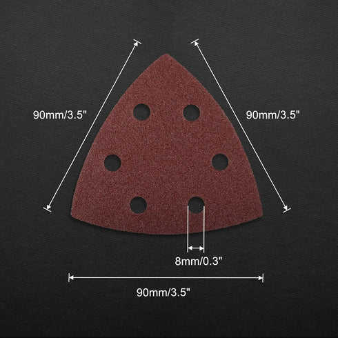 50 Pcs 120 Grit Triangle Sanding Pads, 3-1/2 Inches Hook and Loop Sandpaper for Oscillating Multitool, Detail Sander