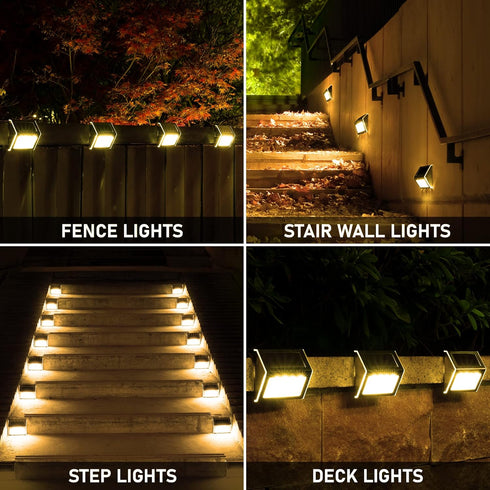 6 Pack 4 SOLPEX Solar Step Lights, Solar Stair Lights, Outdoor Fence Lighting, Solar Powered Deck Lights Waterproof