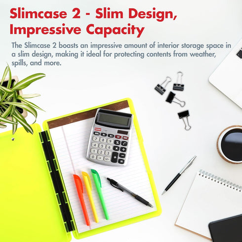 Dexas Slimcase 2 Storage Clipboard, Neon Yellow, Office Supplies Clipboards for Organizing, A4 Holder