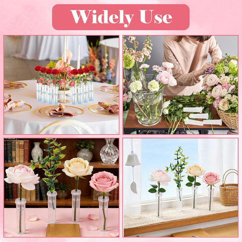 100 Pack 60 ML 4.3 Inch DAJAVE Floral Water Tubes Plastic Water Tubes for Flowers, Clear Flower Vials with Caps