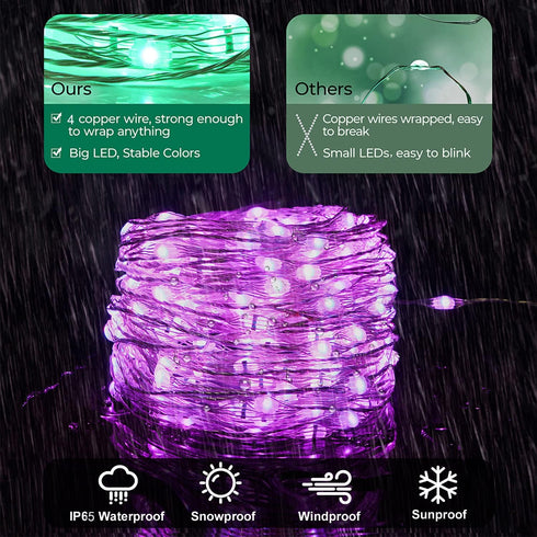 2 Pack 33FT 100 OMIKA LED Fairy Lights LEDs Battery Operated String Light, Waterproof Multi Color Changing Fairy Lights