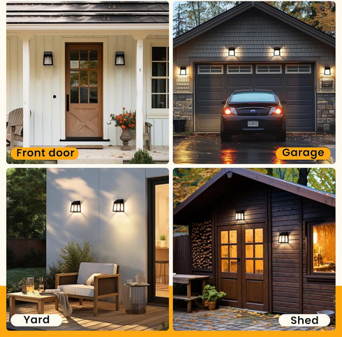 2 Pack GIGALUMI Solar Fence Lights, Fence Outdoor Waterproof Lights Solar Powered, Warm White Yard Decorations