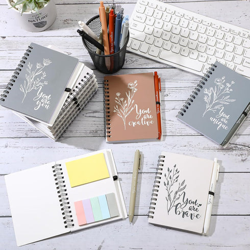 Janlaugh 20 Sets Inspirational Notebooks with Sticky Notes, Ballpoint Pens, Boho Aesthetic Journals