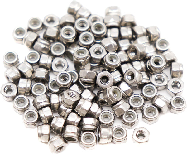 binifiMux 100pcs M2 x 0.4mm 304 Stainless Steel Nylock Self Locking Nuts