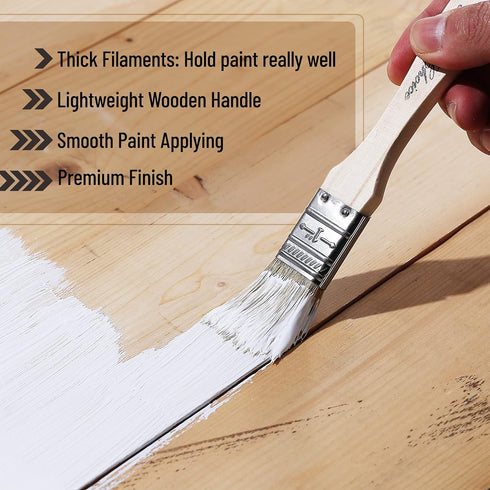 Bates Chip Paint Brushes, 1-Inch, 16 Pack Natural Bristle Painting Brush Set for Wood Stain and Painting