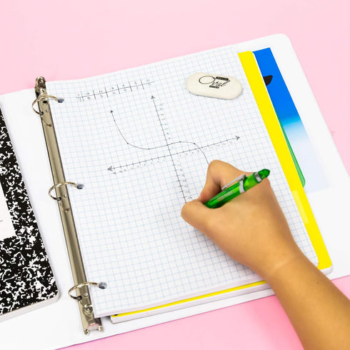 BAZIC Notebook 80 Sheets 5" Quad Graph Ruled Notebooks, Reversible 4", Easy Tear 3 Punched Holes, Squares Ruled