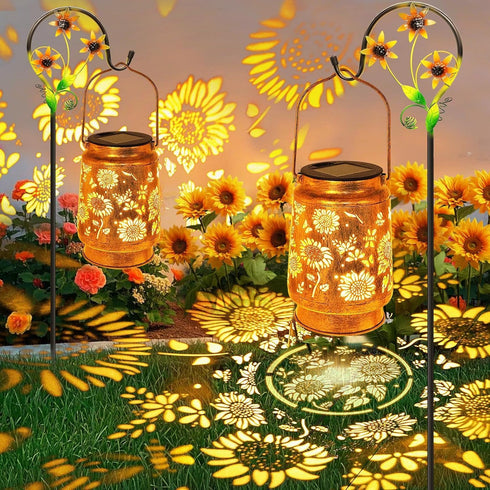 Sunflower Solar Lanterns Outdoor with Shepherd Hook, Birthday Gift Mothers Day Gift for Women Mom Grandma Wife