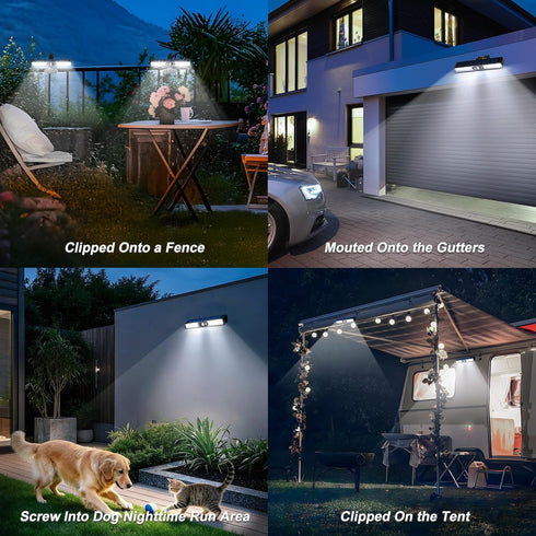 2 Pack 72 3 6000K, Clip On Solar Motion Sensor Outdoor Lights, LED Solar Fence Lights Waterproof with Modes, Portable