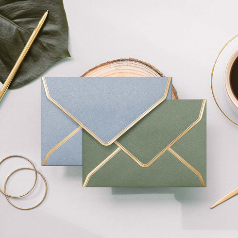 Invitation Envelopes, 60-Pack 4x6 Envelopes for Invitations, Gold Foil Bordered Colored Envelopes, A4, 4 1/4 x 6 1/4 Inches, 6 Morandi Colors by Prims & Flourish