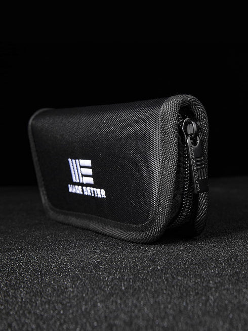 Nylon Utility Knife Pouch, Compatible with 2 Knives, Includes Polishing Cloth and Stickers, Black