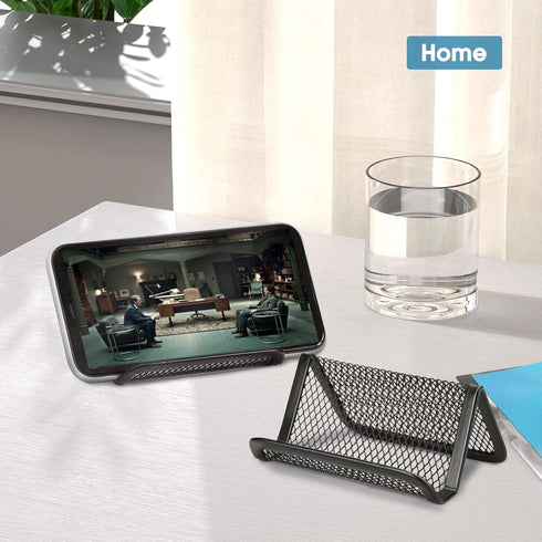 MaxGear Mesh Business Card Holder for Desk, Black Metal Stand with 50 Cards, 2 Pack
