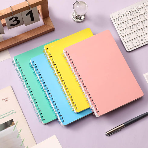 Spiral Notebook - 4 Pack, 5.6'' x 8.25'', 80 Sheets/160 Pages Each, Twin-Wire Binding, College Ruled Notebooks
