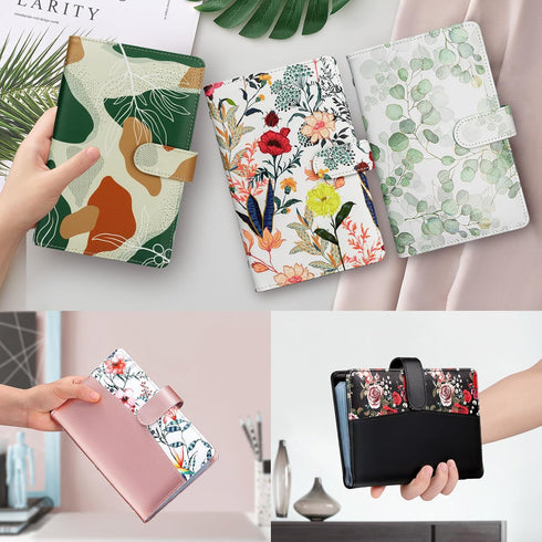 Business Card Holder, PU Leather Credit Card Holder for Women, Name ID Cards Book Case Organizer with 96 Card Slots (Up