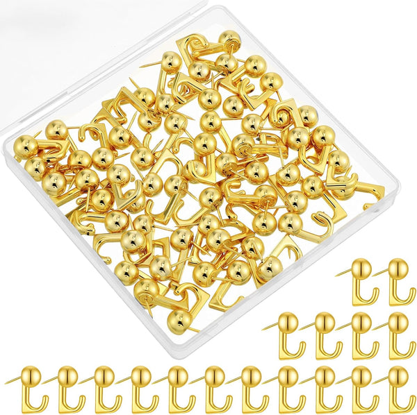 Molain 60 Pcs Gold Push Pin Picture Hooks, Thumbtacks for Wall Hanger Musical