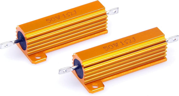 50 Watt 1 Ohm 5% Wirewound Resistor - Electronic Aluminium Shell Resistors Gold (Pack of 2)